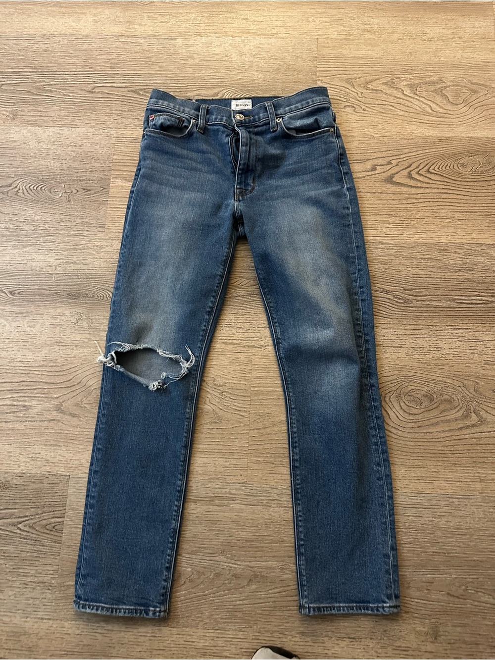 Hudson Jeans Women's Straight Leg Distressed Dark Blue Denim